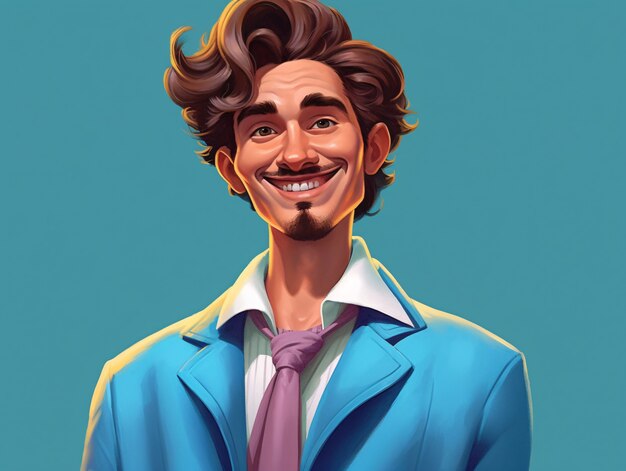 Portrait of man in cartoon style