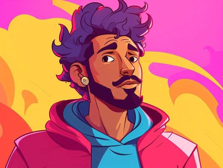 Free Photo portrait of man in cartoon style