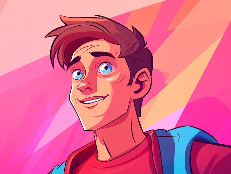 Free Photo portrait of man in cartoon style