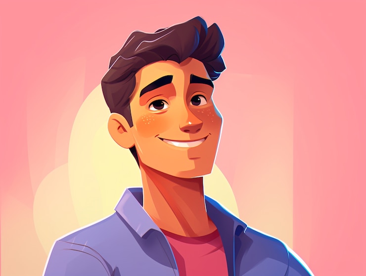 Free Photo portrait of man in cartoon style