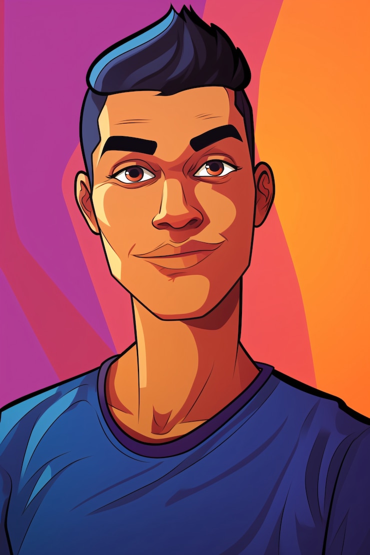 Free Photo portrait of man in cartoon style