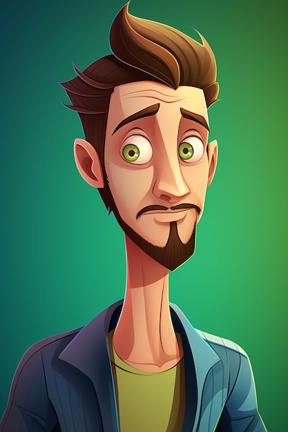 Portrait of man in cartoon style