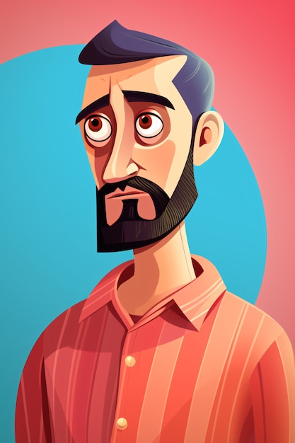 Portrait of man in cartoon style