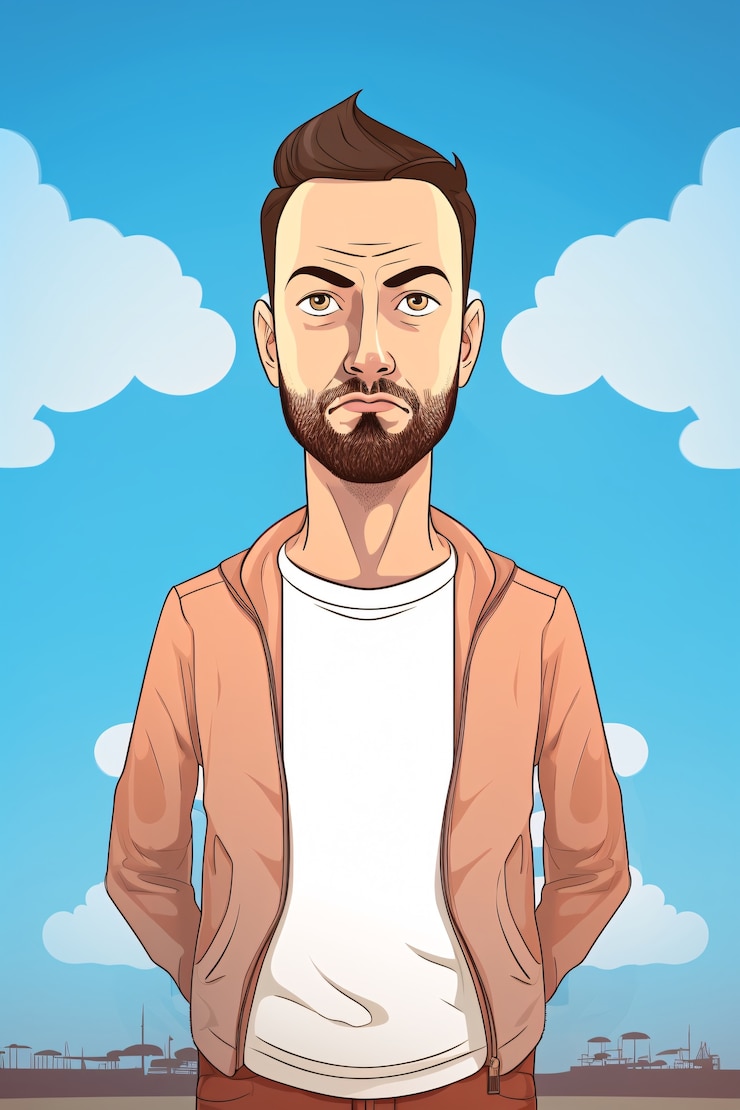 Free Photo portrait of man in cartoon style