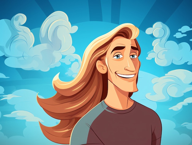 Free photo portrait of man in cartoon style