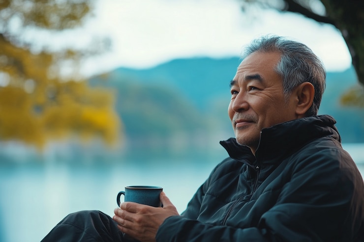 Free Photo portrait of man drinking tea