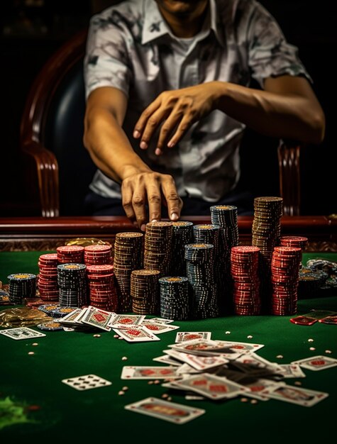 Portrait of man gambling at a casino