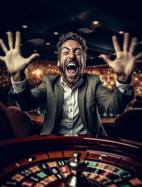 Free photo portrait of man gambling at a casino