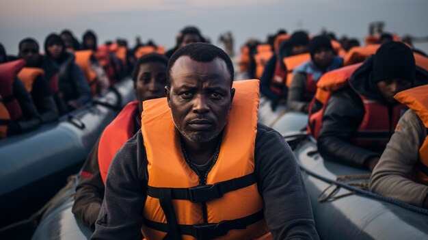 Portrait of man during migration crisis