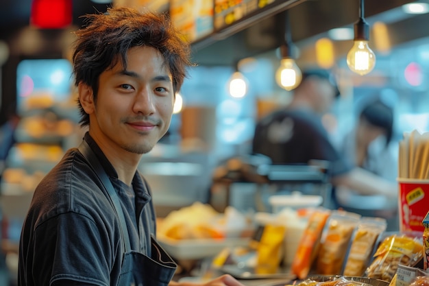 Ritratto di un uomo che pratica la sua professione per celebrare la giornata internazionale del lavoro