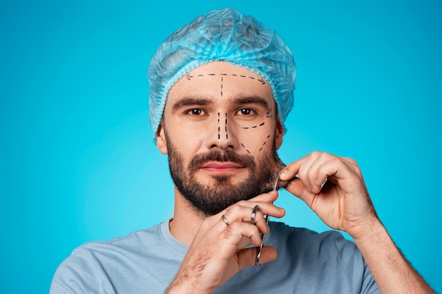 Free photo portrait of man receiving enhancements and tweakments through the help of cosmetic procedures