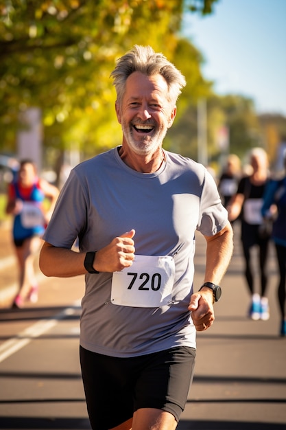 Portrait of man running