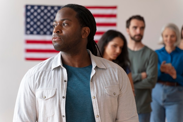 Free photo portrait of man on voter registration day