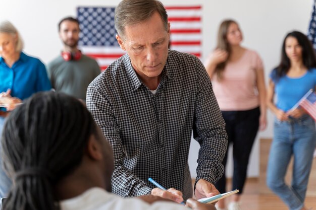 Portrait of man on voter registration day