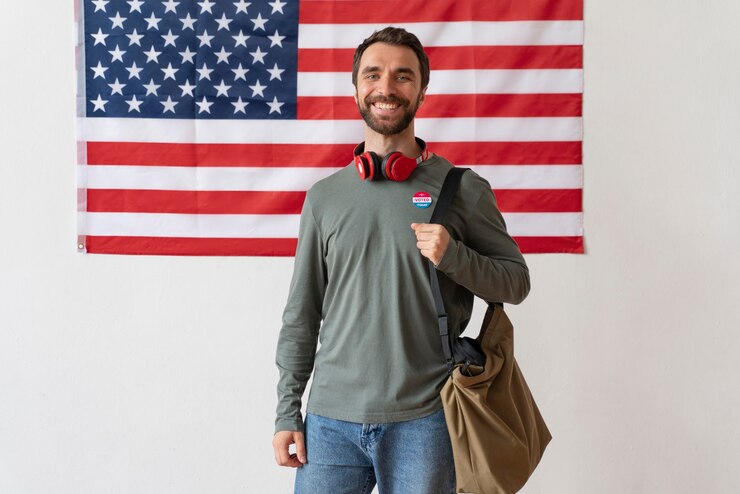 Free Photo portrait of man on voter registration day