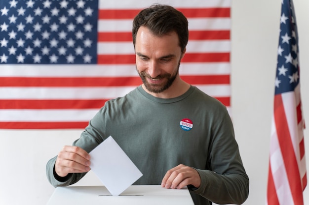 유권자 등록일에 남자의 초상화
