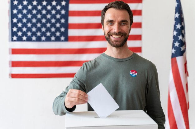 Portrait of man on voter registration day