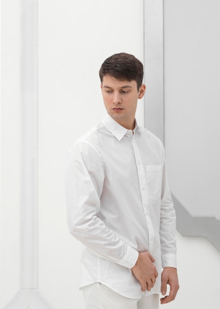Portrait man wearing white clothes