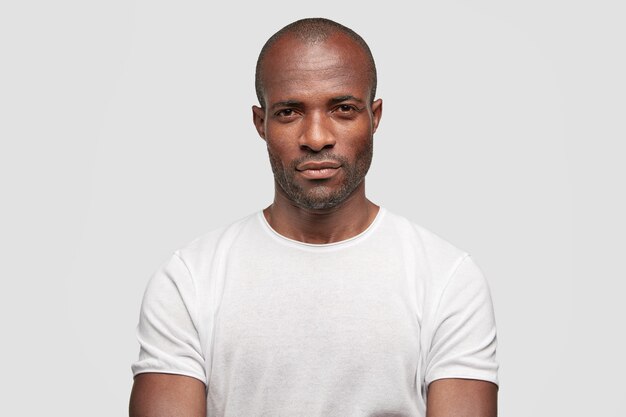 Portrait of man in white T-shirt