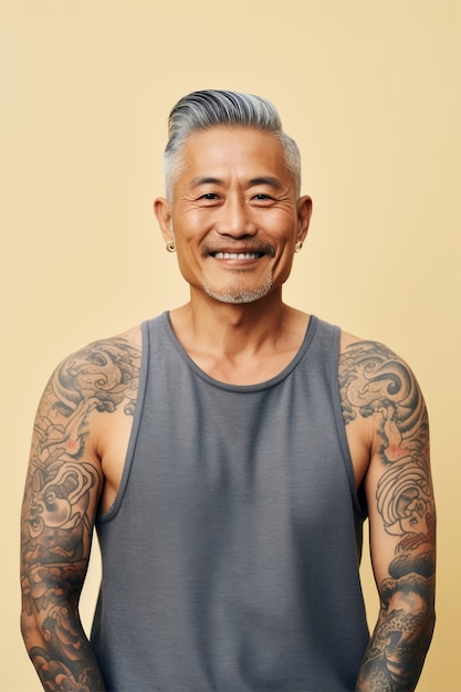 Free photo portrait of man with body tattoos