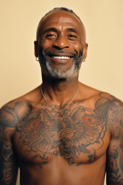 Free photo portrait of man with body tattoos