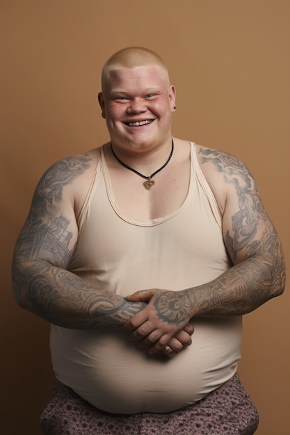 Ritratto di uomo con tatuaggi sul corpo