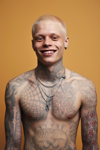 Free photo portrait of man with body tattoos