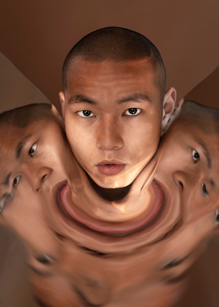 Free photo portrait man with distortion image