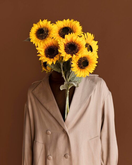 Portrait man with flowers