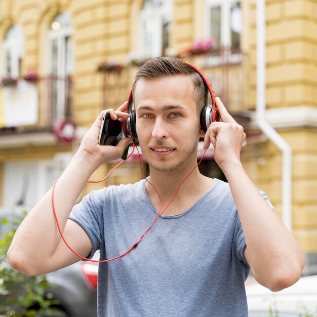 Portrait man with headphones