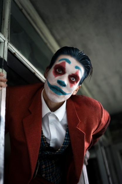 Портрет мужчины со страшным клоунским макияжем