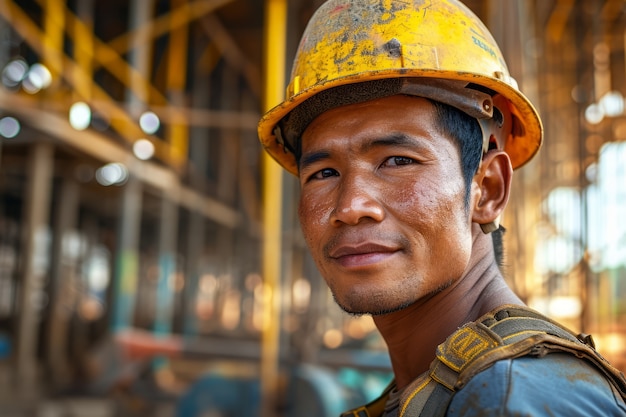 Free photo portrait of man working in construction