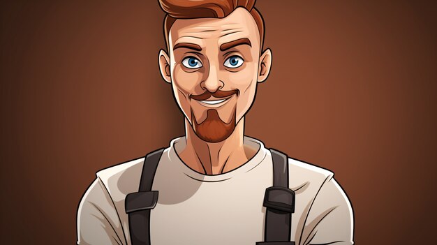 Portrait of mechanic in cartoon style