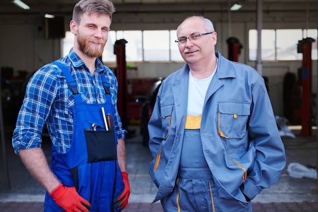 Portrait of mechanics in a workshop