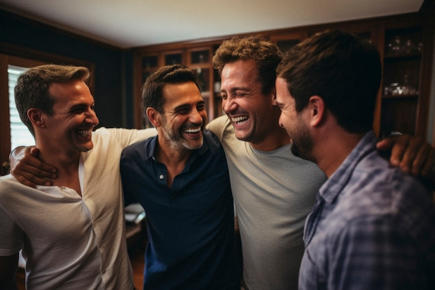 Free photo portrait of men sharing an affectionate moment of friendship and support