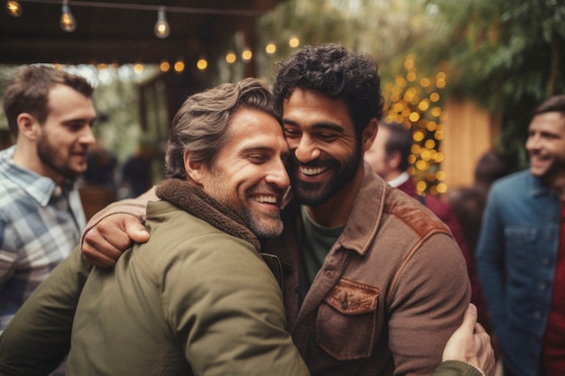Free photo portrait of men sharing an affectionate moment of friendship and support