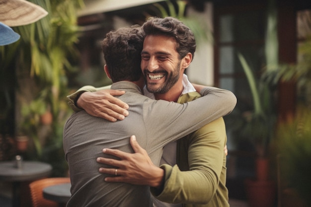 Free photo portrait of men sharing an affectionate moment of friendship and support