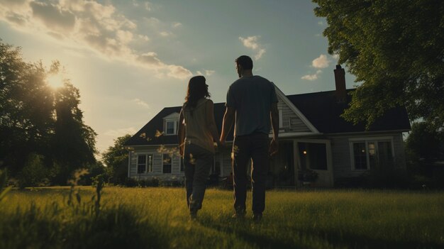 Portrait of millennial couple living in the country side after moving  from the city