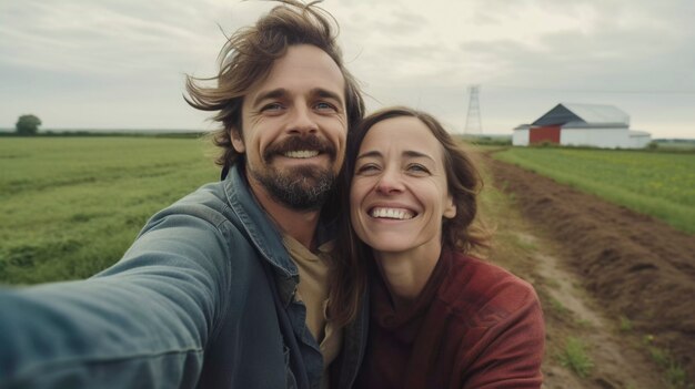 Portrait of millennial couple living in the country side after moving  from the city