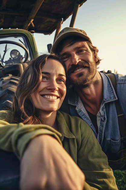 Portrait of millennial couple living in the country side after moving  from the city