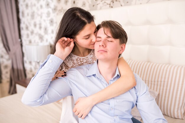 Portrait of modern couple at home