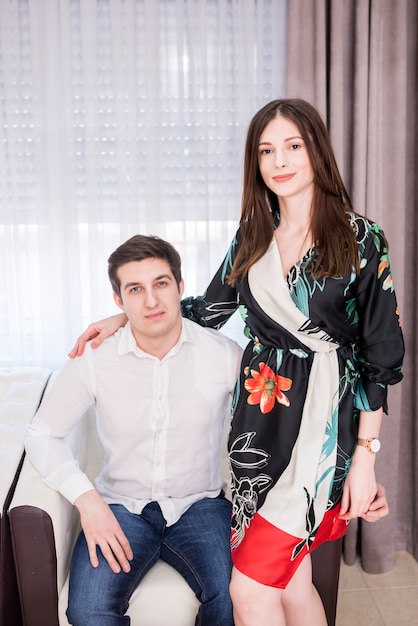 Free photo portrait of modern couple at home