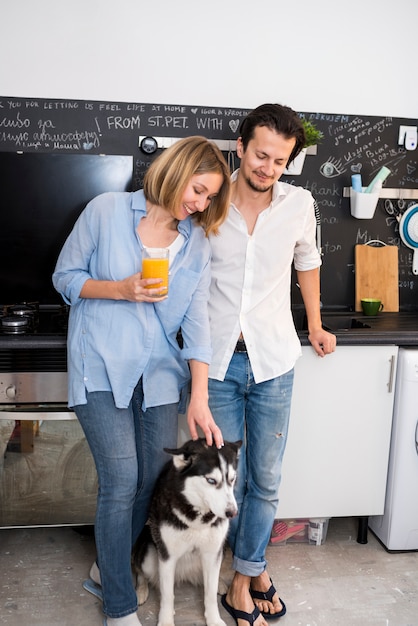 Portrait of modern couple at home