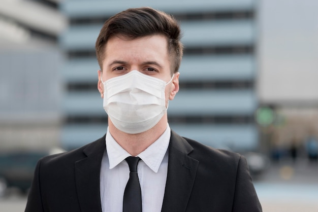 Portrait modern man with mask