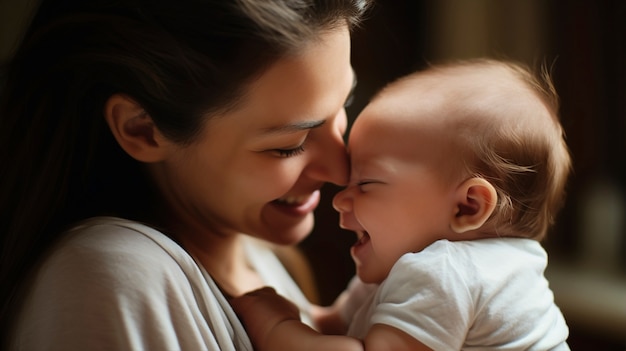 Free photo portrait of mother with newborn baby