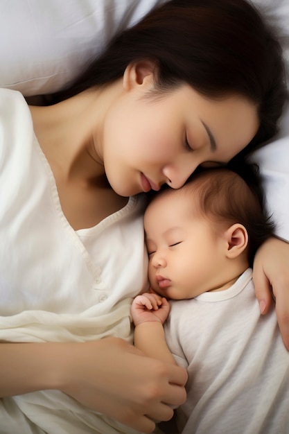 Free photo portrait of mother with newborn baby