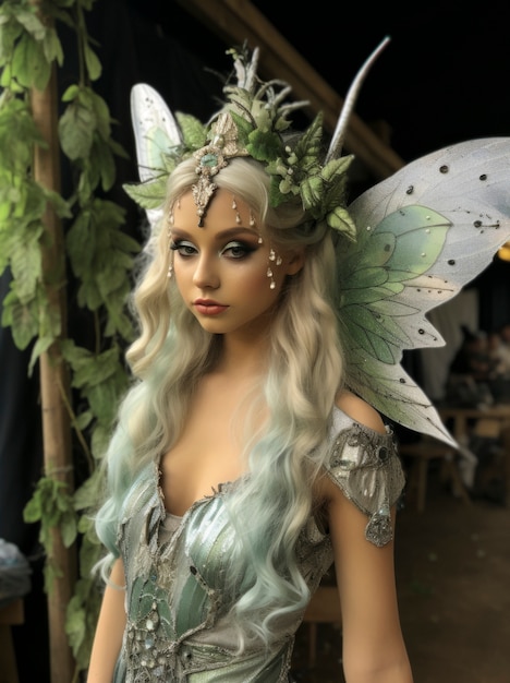 Free photo portrait of mythical fairy woman with wings