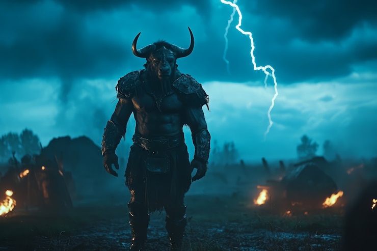 Free Photo portrait of mythological minotaur