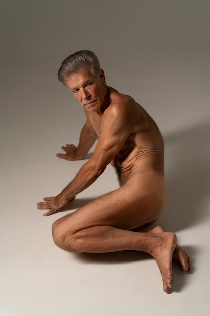 Portrait of naked elderly person