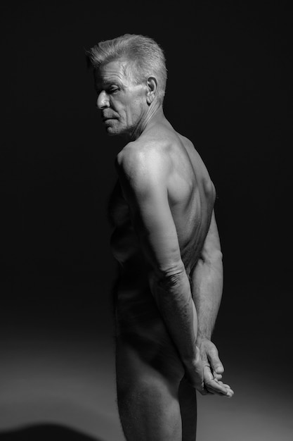 Portrait of naked elderly person